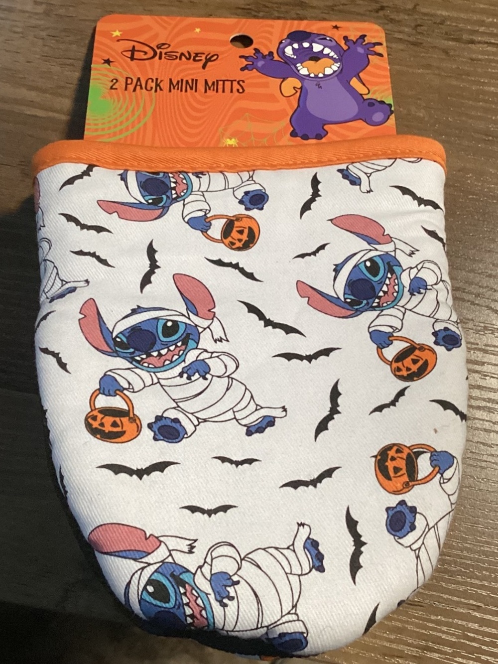 Disney Stitch Halloween Mummy Oven Mini Mitts 2 Pack New